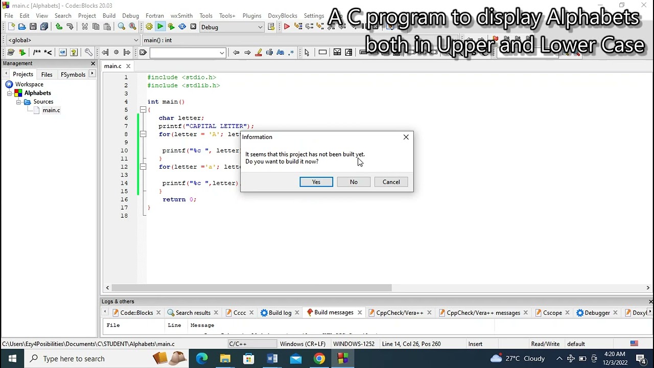 A C program to display Alphabets both in upper and lower case