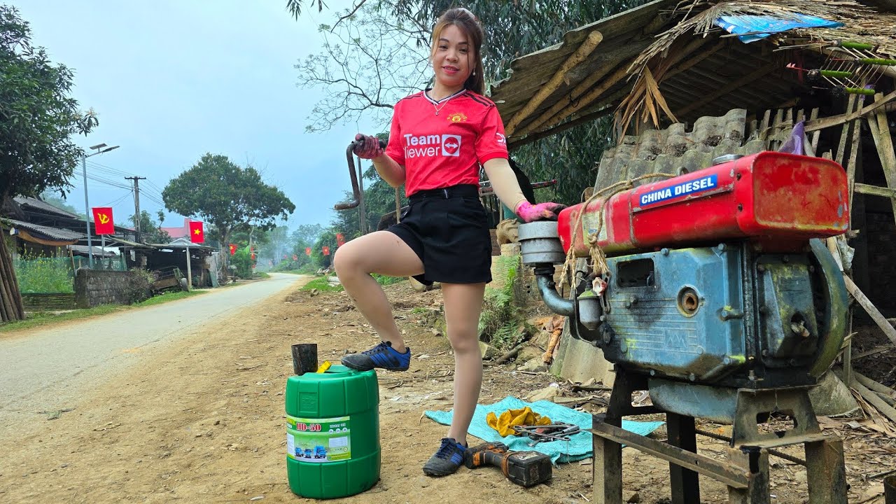 Talented girl: Repairs a 100kg engine and gets it restarted normally.