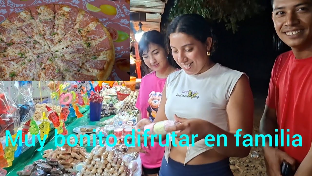 Nos fuimos en familia ala feria adifrutar de los duses y la pizza