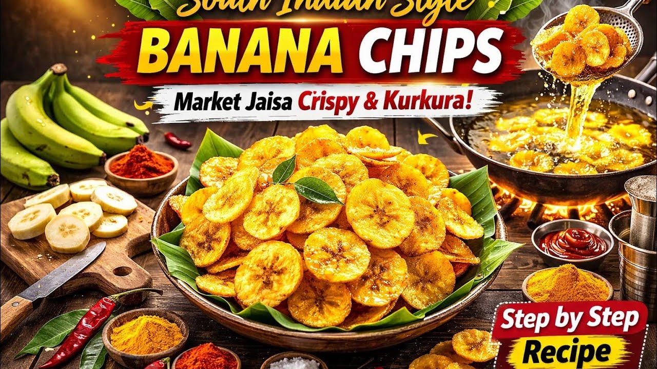 South Indian Style Banana Chips Recipe | Kurkure Kele ke Chips Ghar Par Kaise Banaye