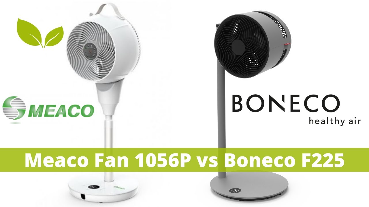 MeacoFan 1056P vs Boneco F225. Vifte pidestall DC likestrømsmotor Meaco vs Boneco