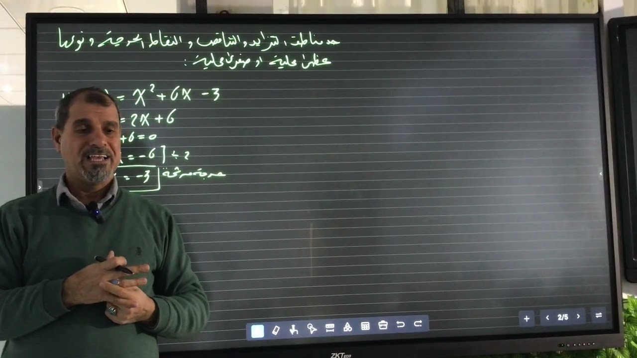 مناطق التزايد والتناقص والنقاط الحرجة ونوعها عظمى او صغرى محلية3