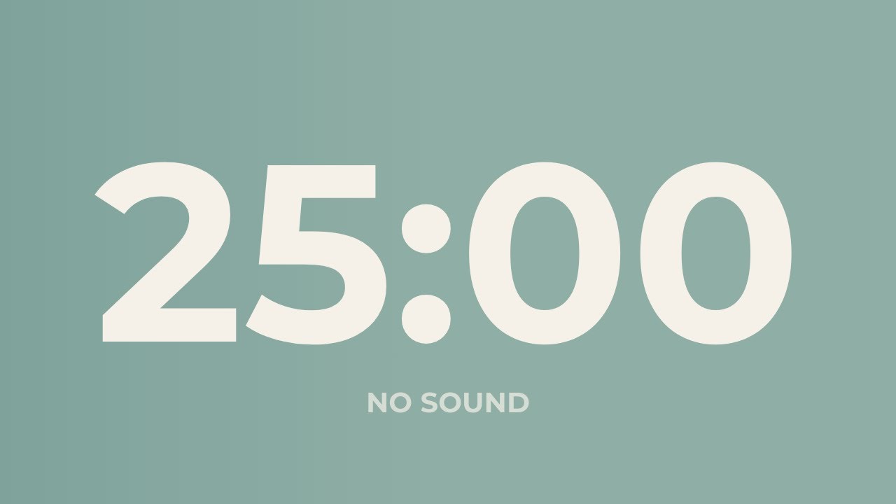 25 Minute Countdown Timer – No Sound | Focus, Study, Deep Work