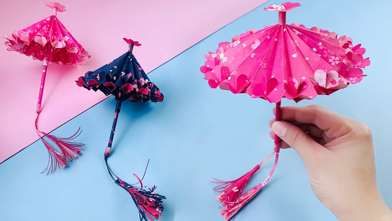 Hướng Dẫn Làm Cái Ô Bằng Giấy Đóng Mở Đơn Giản / Easy Origami Umbrella / MIA Art & Craft