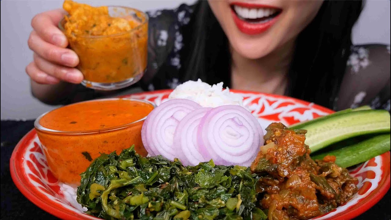 NEPALI STYLE FISH CURRY + RICE + VEGGIES (ASMR EATING SOUNDS) NO TALKING | SAS-ASMR