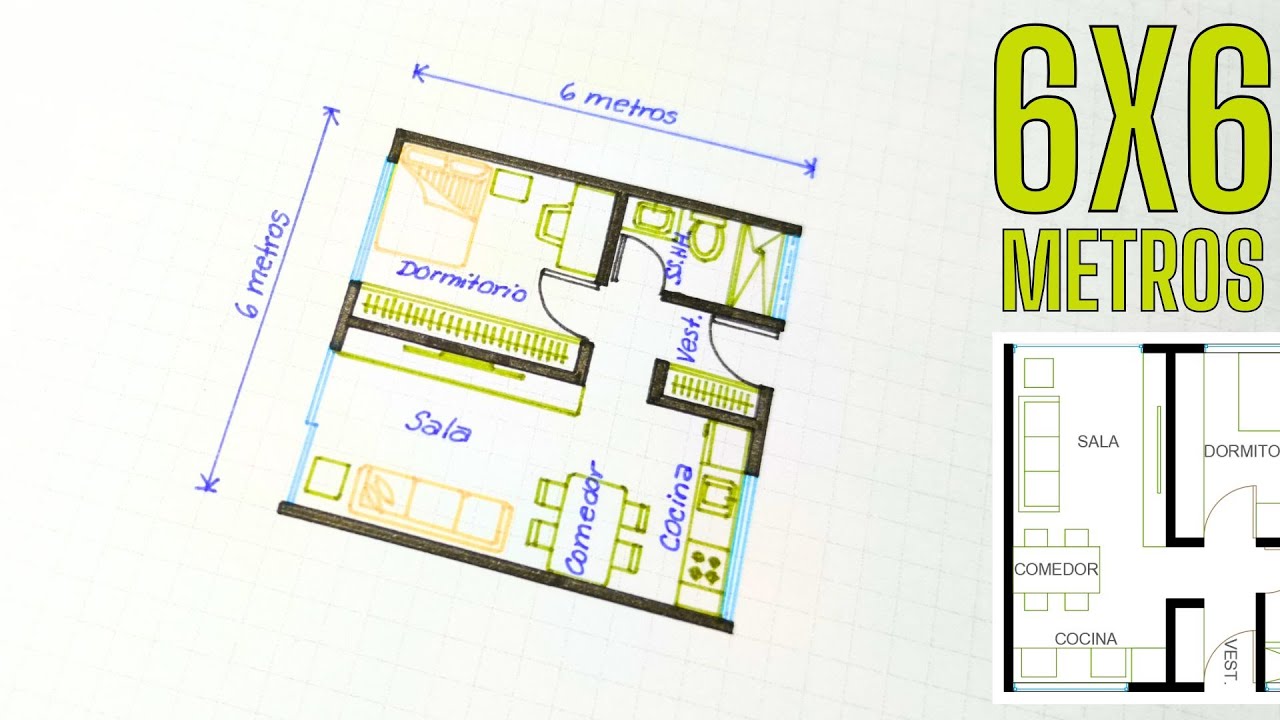 ✨ Dibuja y diseña: Una CASA de 6x6 METROS paso a paso – ¡Compacta y funcional! 🏠