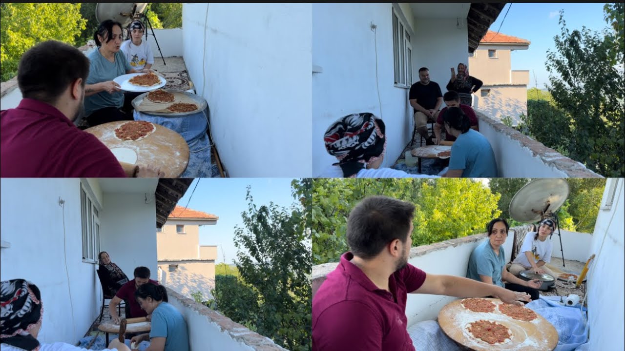 Balkonda Lahmacun yaptık,köy gibisi yok❤️#keşfet#viralvideo#video#lahmacun#köyhayatı#anne#family#fyp