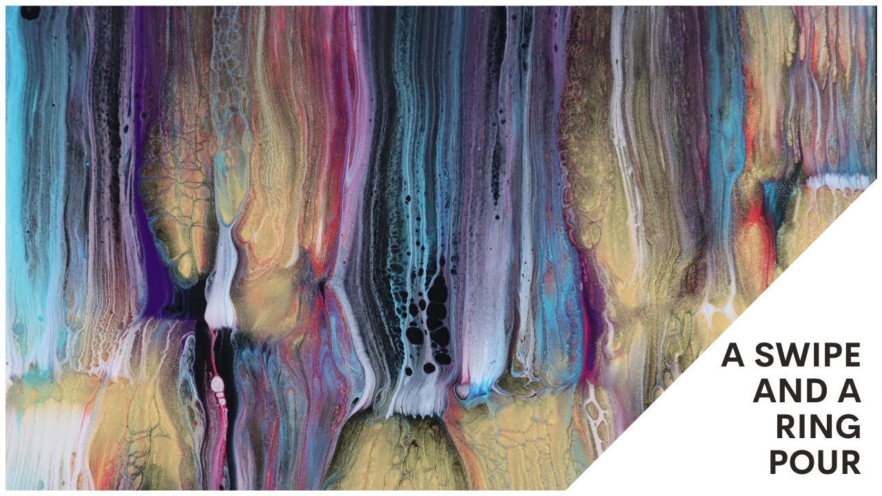 Ring Pour Acrylic Painting & Swipe Fluid Art for the Patreon Pick SPARKLES - Masse Art Studio #64