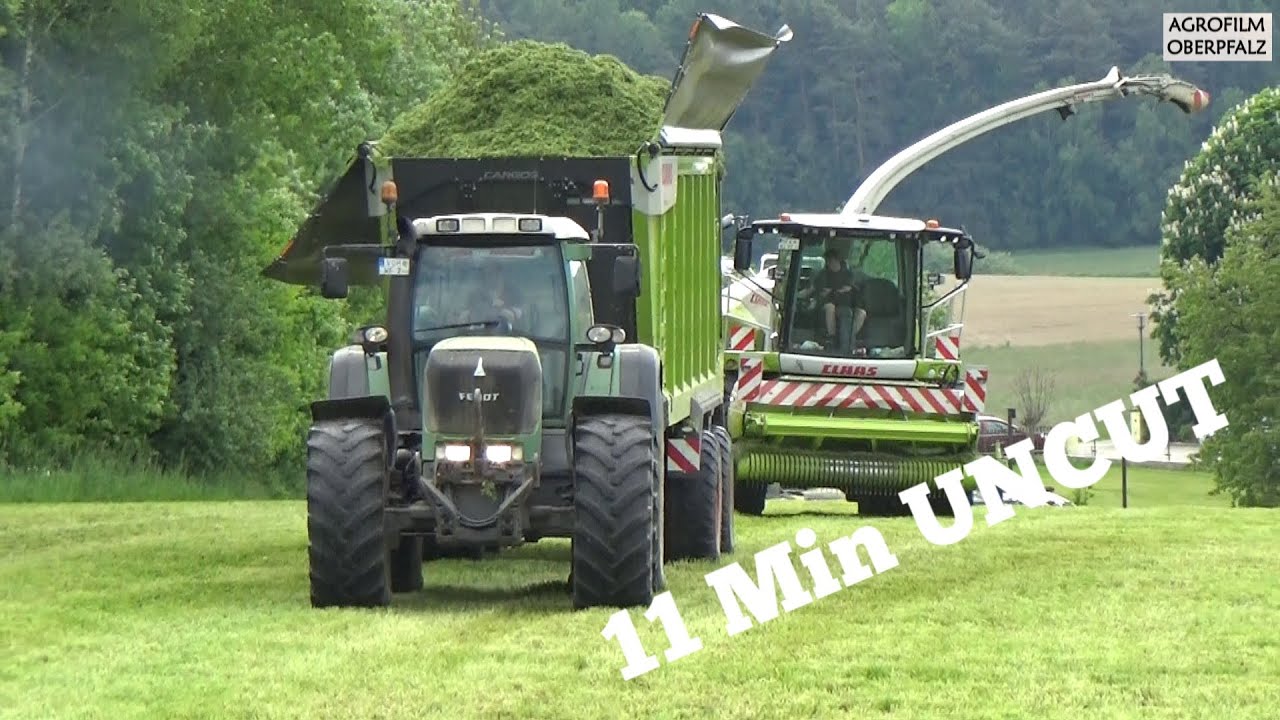 Alles muss rauf - 11 Min UNCUT - Gras häckseln mit Claas Jaguar 970 - LU Spitzner - Fendt 926 SOUND