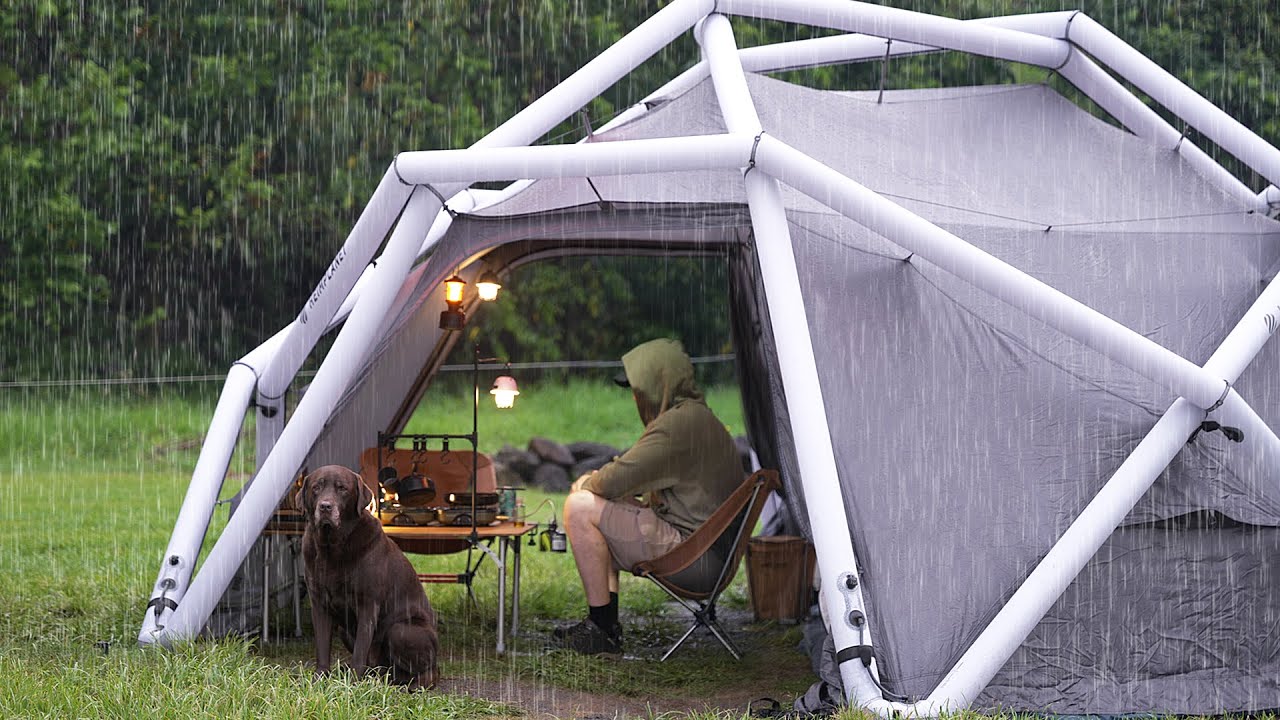 SOLO Camping in the RAIN || RELAX, SLEEP and Eat with Mountain Views || Rain ASMR