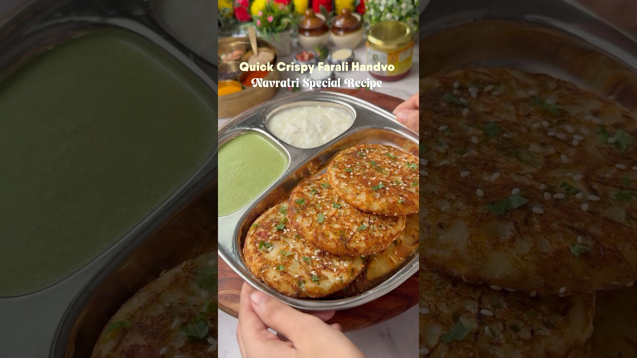 Crispy Farali Handvo | Navratri Special Recipe #shorts #ytshorts #viralreels #trending #festival