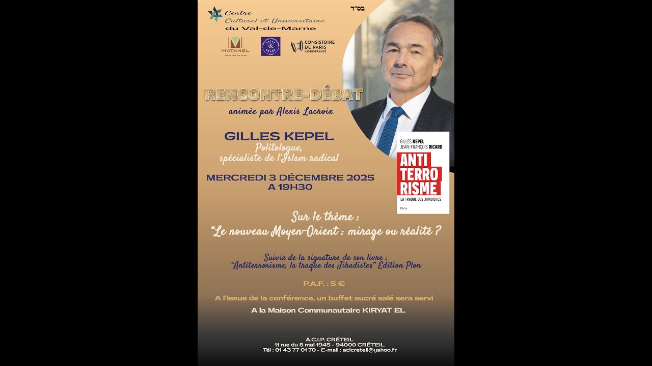 Conférence de Gilles Kepel Mercredi 3 décembre : 