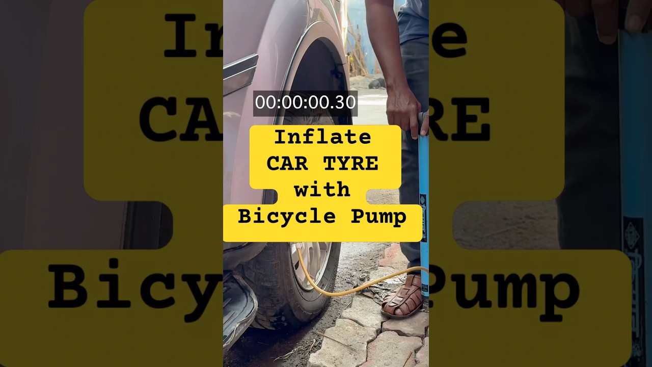 Car Tyre Inflate using Bicycle Pump 