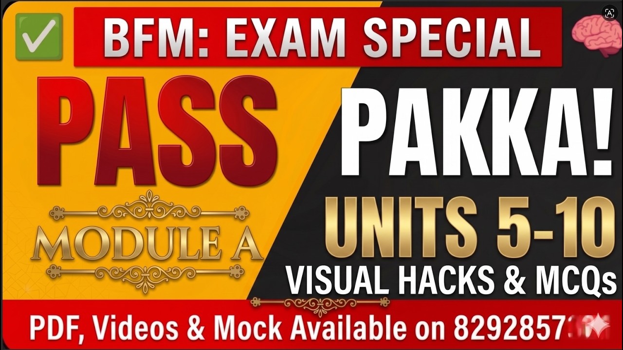 BFM Module A: 50+ Marks in 1 Shot! 🎯 Units 5-10 Visual Hacks & MCQs | CAIIB June 2026