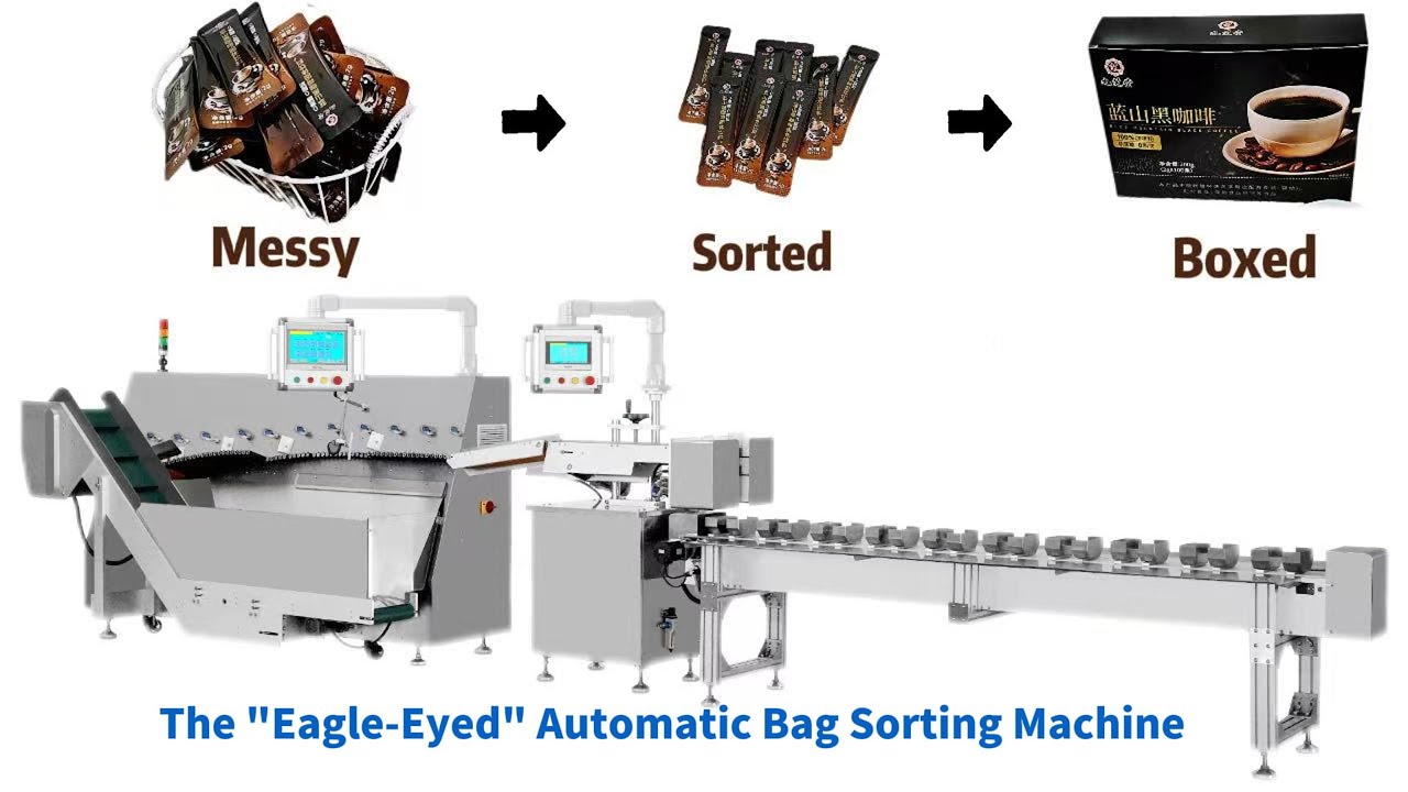Automatic bag sorting and counting machine with a 