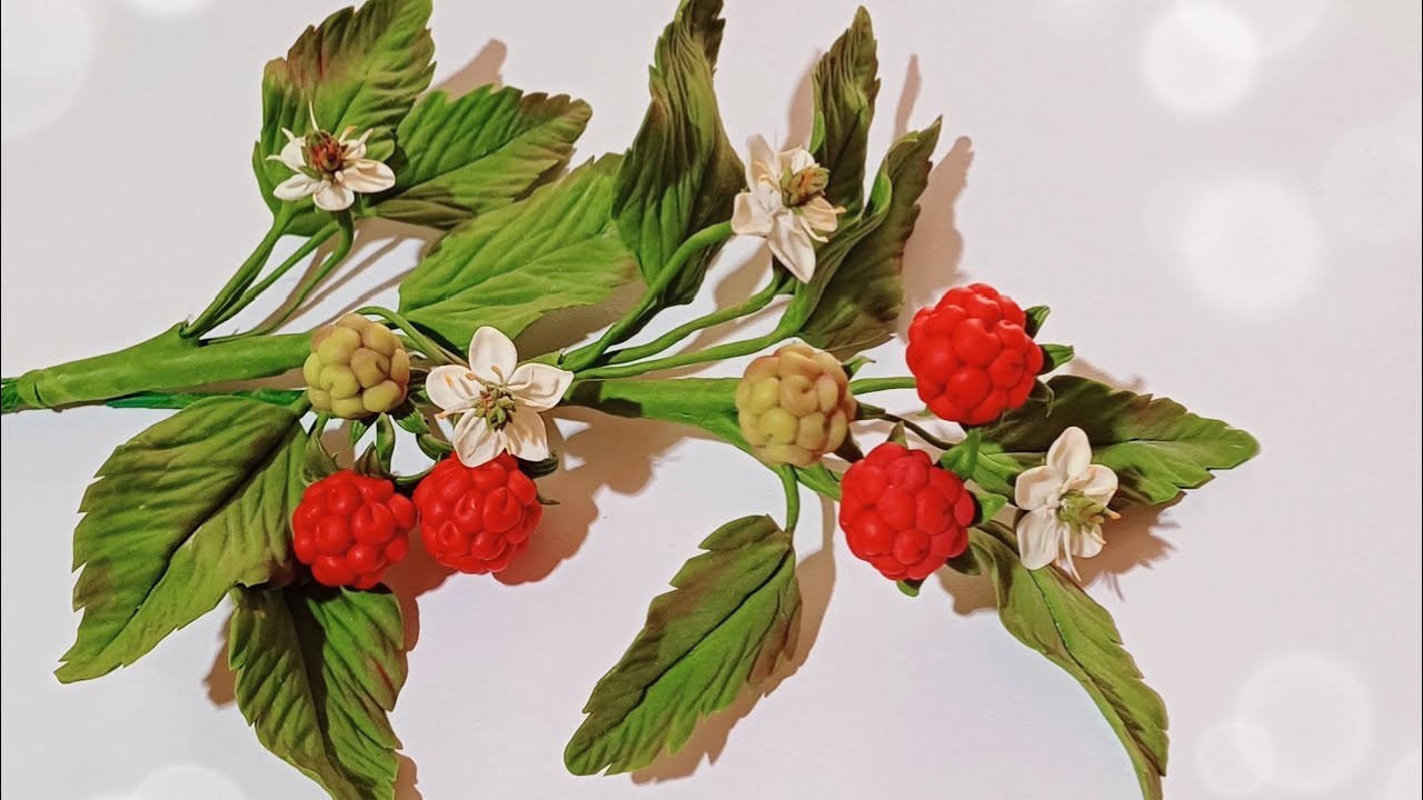 DIY | raspberries with flexible cold porcelain clay | tutorial | clay flowers