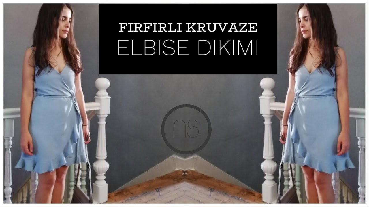 FIRFIR DETAYLI KRUVAZE ELBİSE YAPIMI //KALIPSIZ//