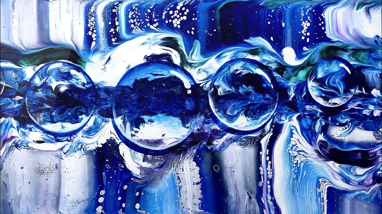 #057 Bubble acrylic pour rolling balloon swipe - fluid art painting tutorial