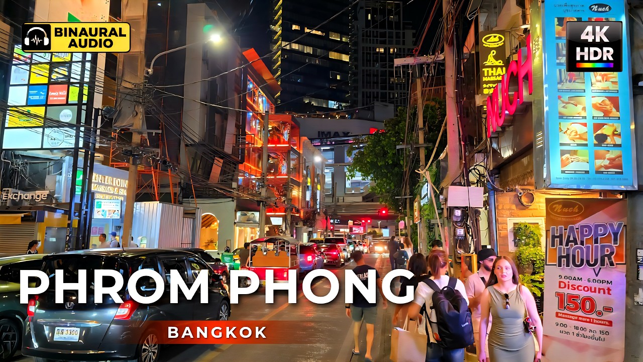 Bangkok Phrom Phong 🇹🇭 Sukhumvit Soi 24 | 4K HDR Binaural Audio 🎧
