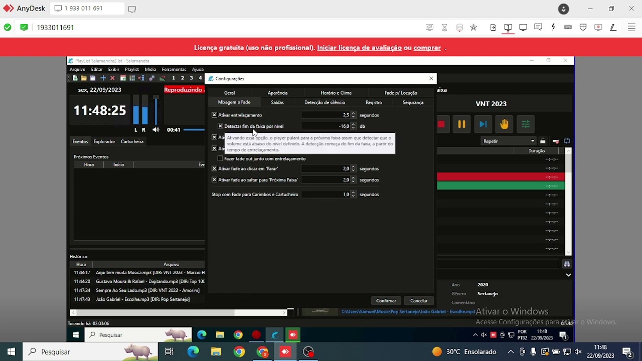 Entrelaçamento de audio - Mixagem e Fade - Salamandra
