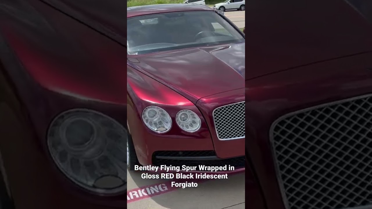 Bentley Flying Spur Car Wrap in  Gloss RED Black Iridescent and Forgiato Rims