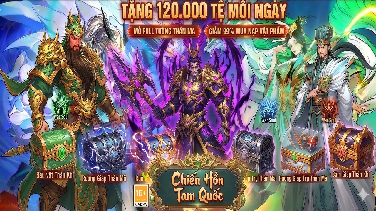 Chiến Hồn Tam Quốc X7GAME - Bản Mới Tặng 120.000 Tệ Mỗi Ngày Mua Full Tướng Và Gói Trang Bị Vật Phẩm