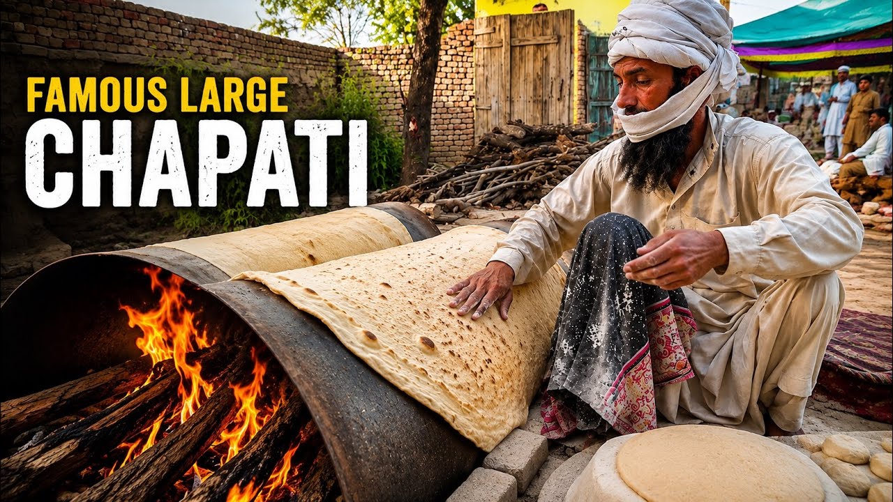 Famous large chapati in Pakistani villlage wedding in lakki marwat - street food- Pakistani food