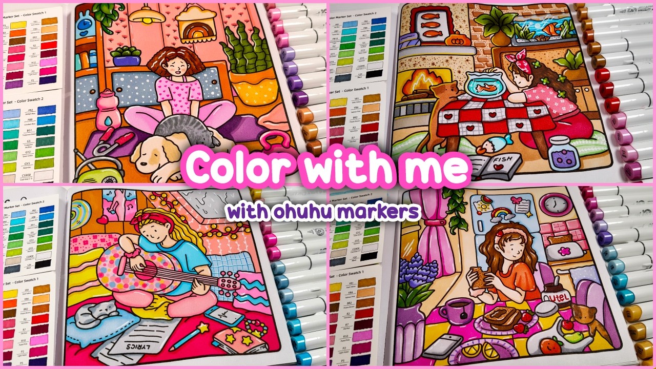 Coloring With Me ✨ Cozy Girl Moments | Ohuhu Markers