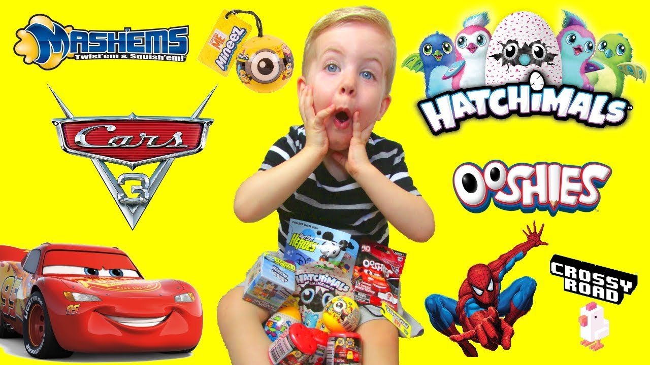 Funny Kid Video Surprise Toys Cars 3 Mashems Disney Superhero Eggs New Toys