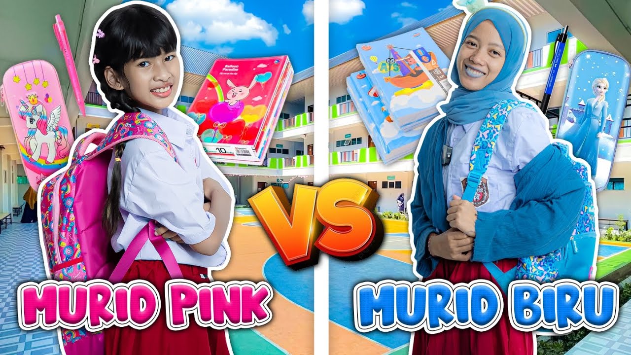 DISTA MURID SERBA PINK VS MURID SERBA BIRU😍!! SEMUANYA BEDA WARNA🤩 #trending #viralvideo