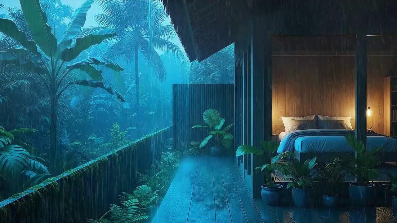 Soothing Night Rain To Sleep Deeper In Rainforest Wooden Hideaway 🌧️