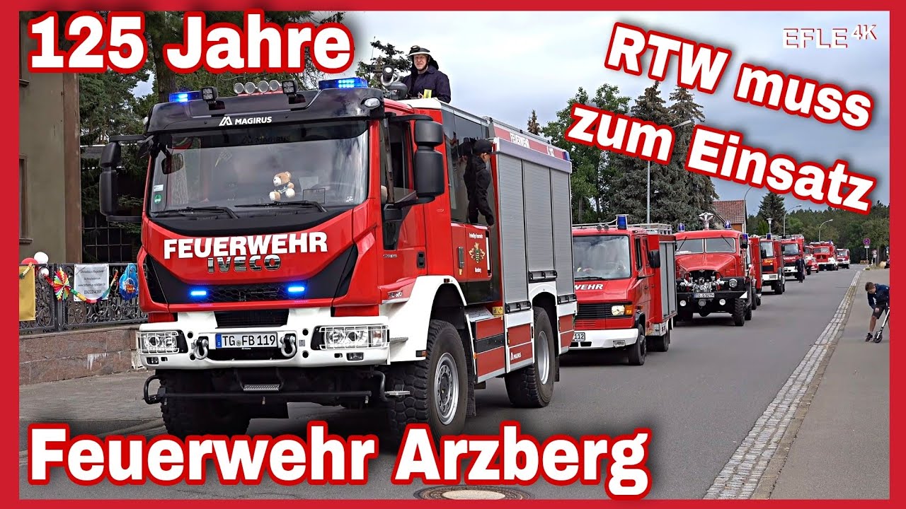 🚑 Rettungswagen fährt durch Festumzug 🚨 Jubiläum 1️⃣2️⃣5️⃣ Jahre FF Arzberg 🚒