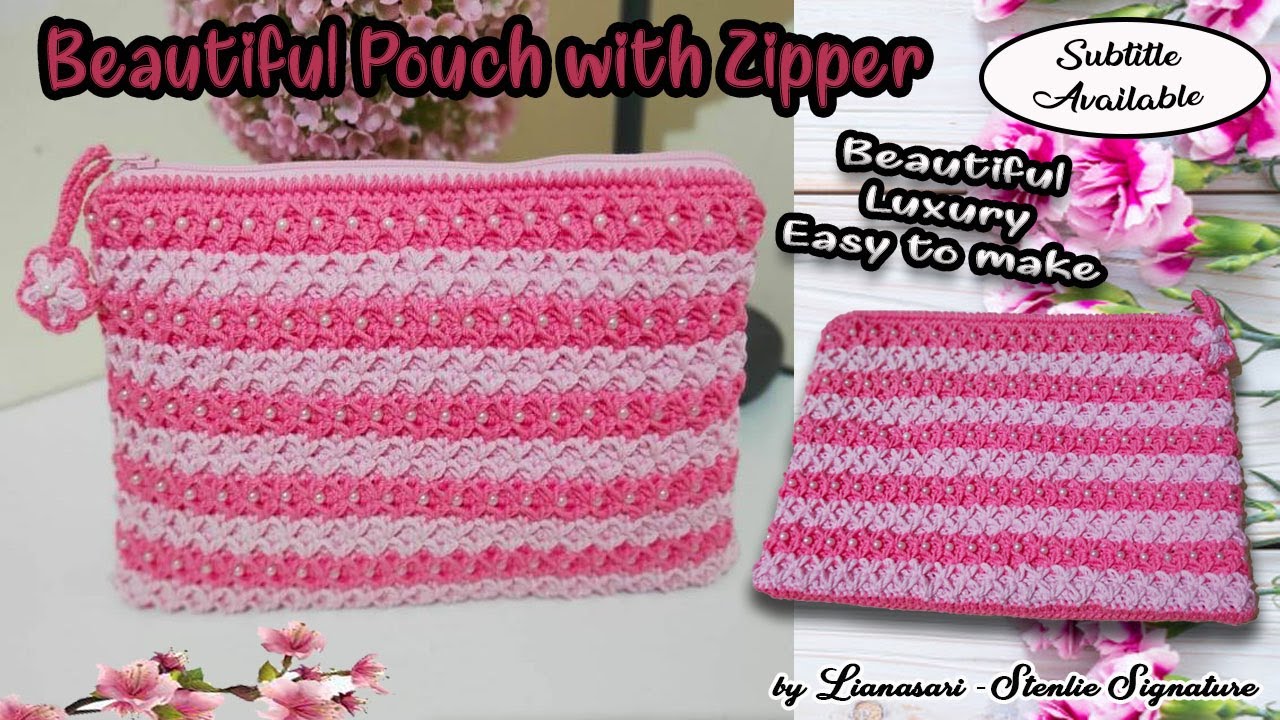 Crochet Beautiful Pouch/Purse with Zipper - Merajut Dompet Resleting