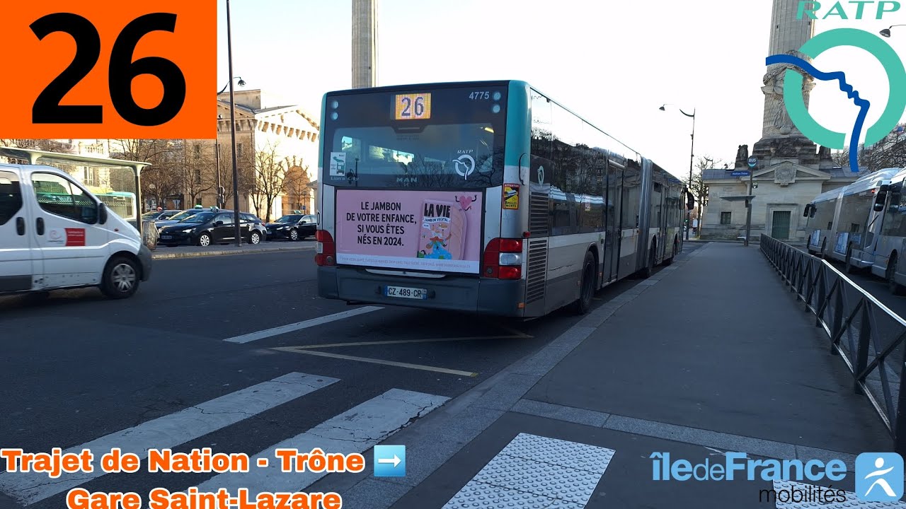 🚍BUS 26 (RATP) : Trajet à bord d'un MAN Lion's City G N⁰4775 (Toute la ligne en Trajet Complet)