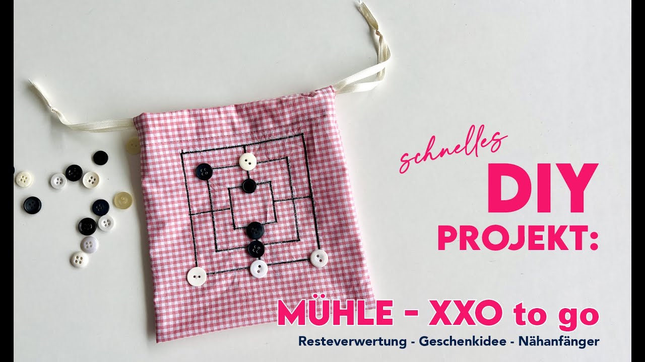 Nähidee - DIY Mühlespiel - Geschenkidee & Upcycling von Stoffresten 🎲♥️