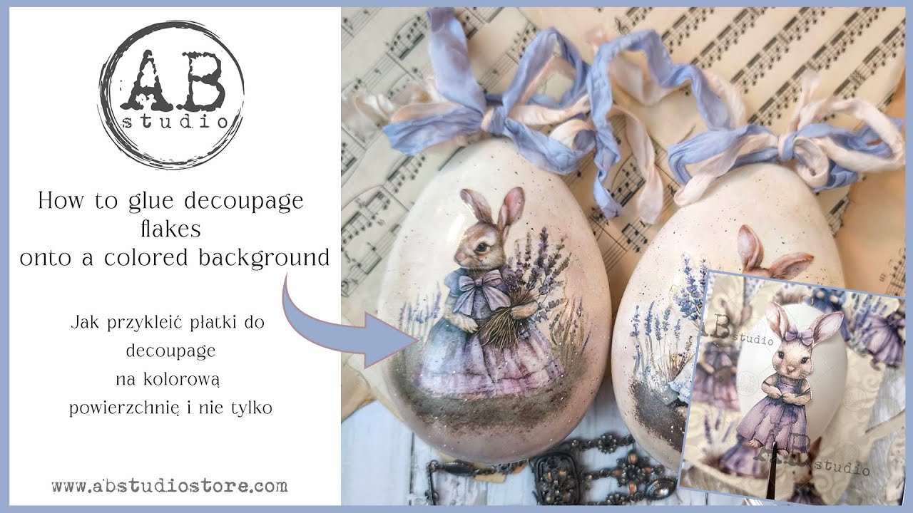 How to glue  decoupage flakes onto a colored background