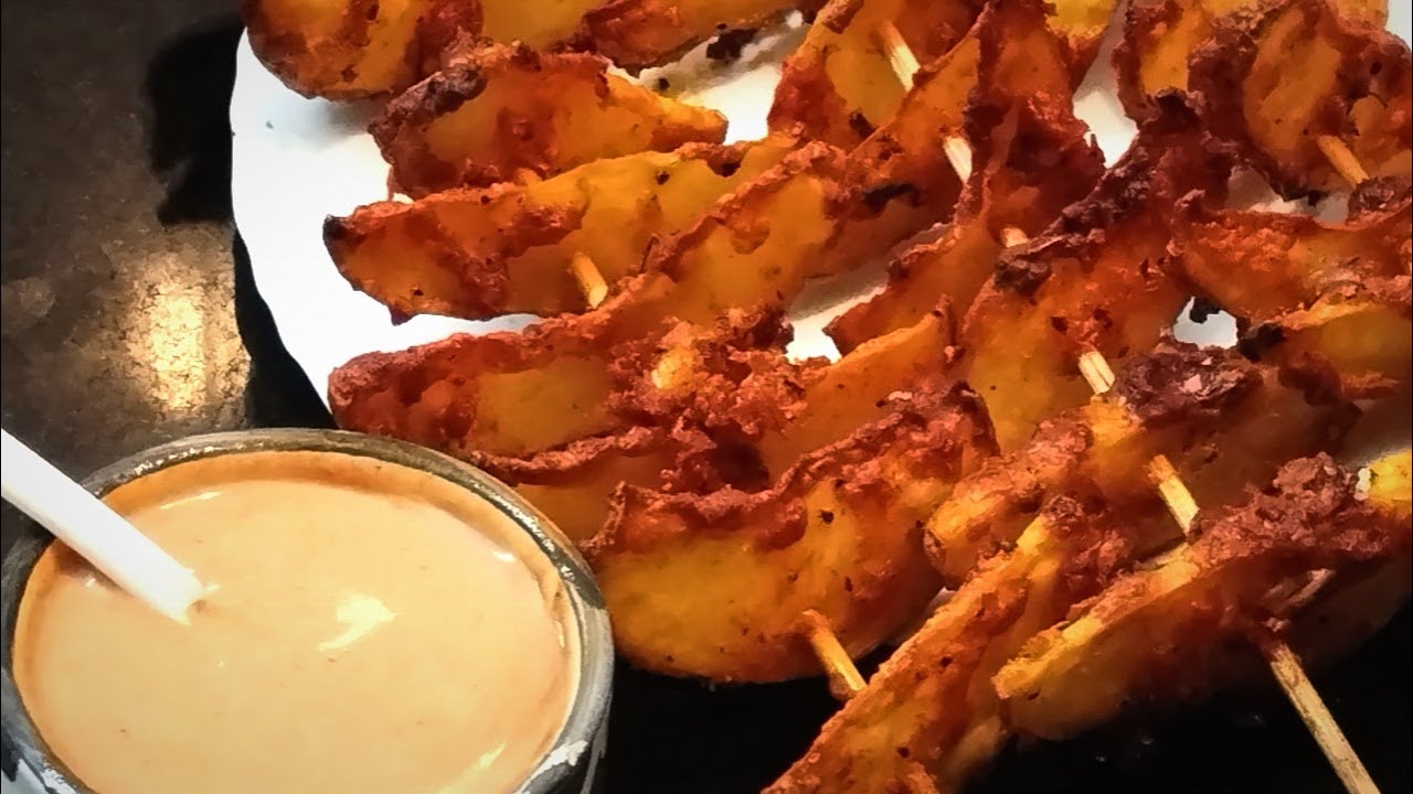 Garlic Parmesan Cheese Potato  Wedges Recipe | Crispy Potato Fries with BBQ sauce
