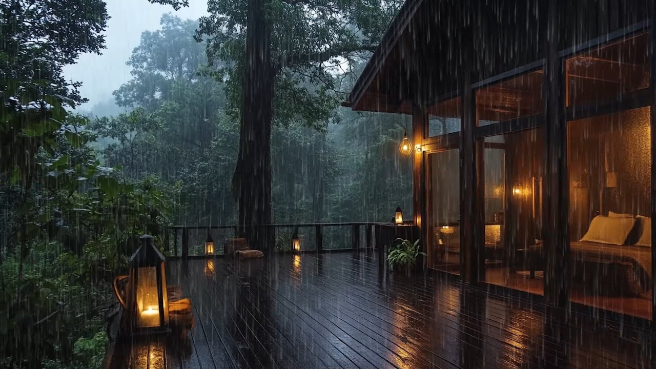 Rain Falling on a Cabin Roof in the Woods 🌧 | Deep Sleep Therapy