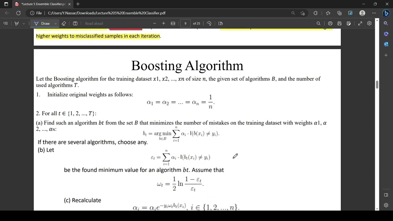 Pattern Recognition: Lecture 5 (Ensemble Classifier) - Theoretical & Problems