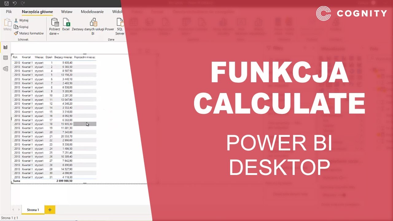 Funkcja Calculate - Power BI Desktop - zastosowanie w praktyce