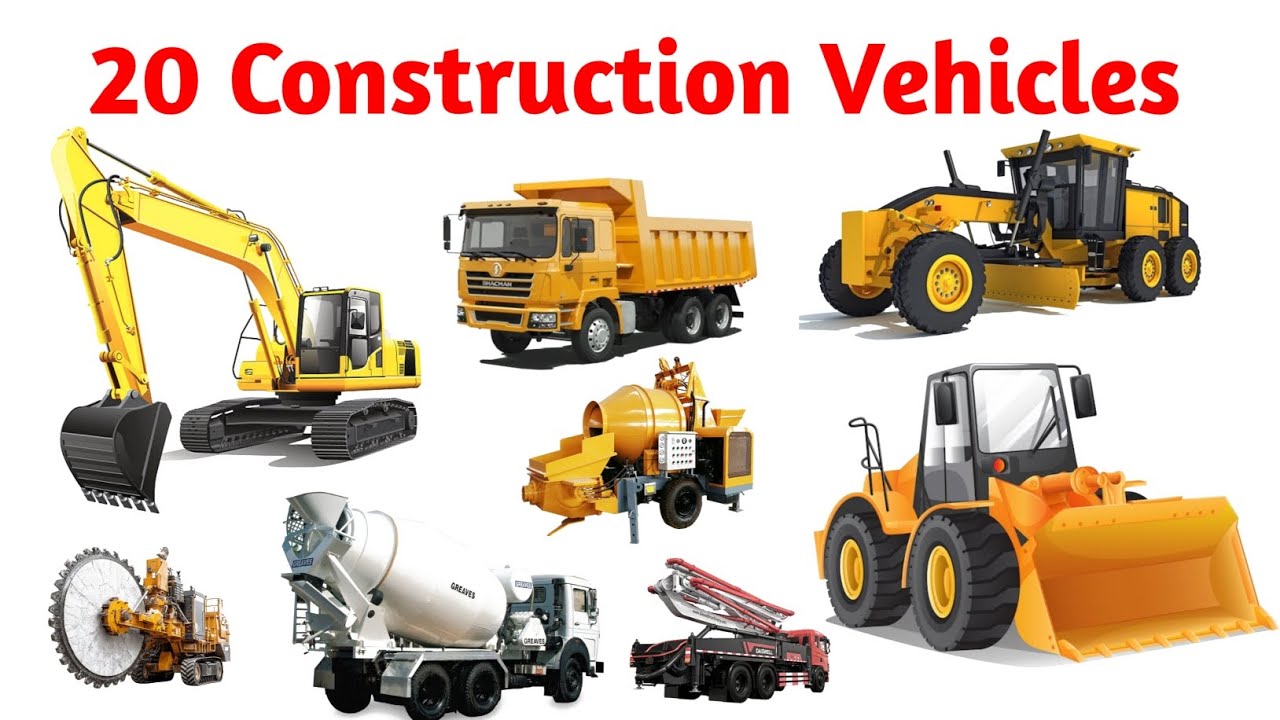 🚧 Learn Construction Vehicles Names English in Hindi || 20 Machines for Kids 🚜