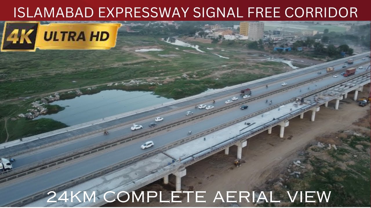 Islamabad Expressway signal free corridor 24Km aerial view | Latest Construction updates
