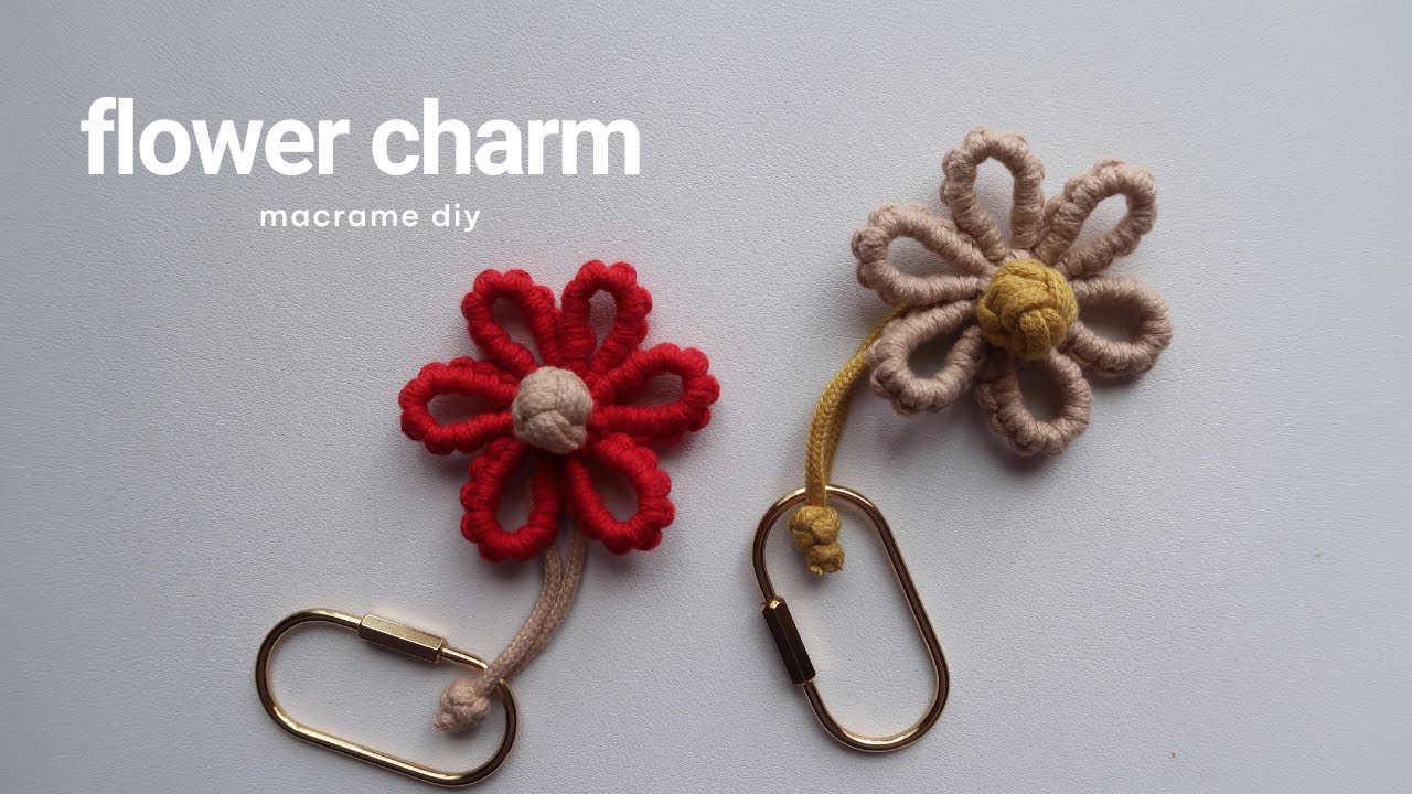 DIY Macrame Flower Charm - Keychain | Step by Step Tutorial
