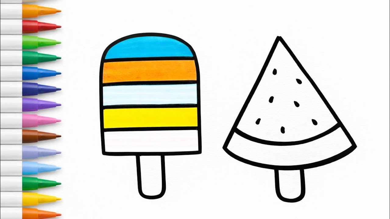 Colorful Popsicle Drawing 🍦 | Ice Cream Drawing for Kids
