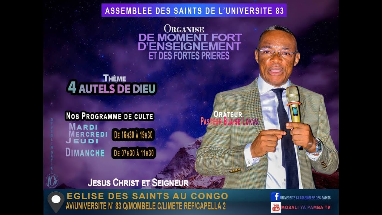 CULTE DE JEUDI LE 16/05/2024 . Thème :  Orateur : DR. PAPY LOLEKa