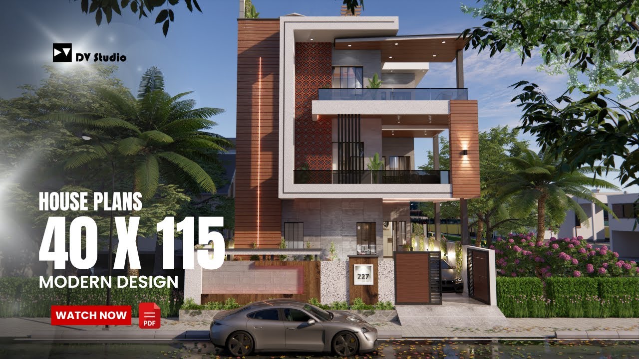 40x115 House Design | 5 BHK + Office + Gym + Swimming pool | 500 Gaj | 4500 sqft || DV Studio