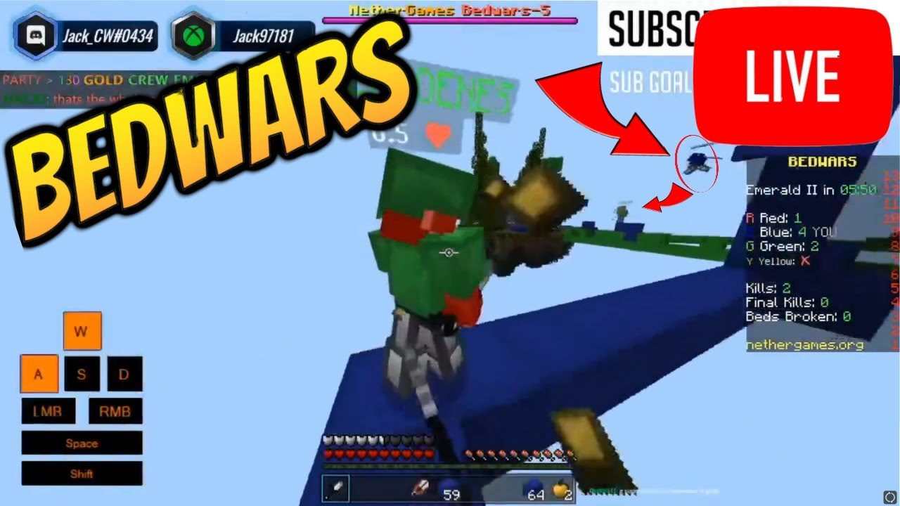 ✅🔴Minecraft BedWars LIVE NOW!!!🔴Join my game and be on stream! - NetherGames