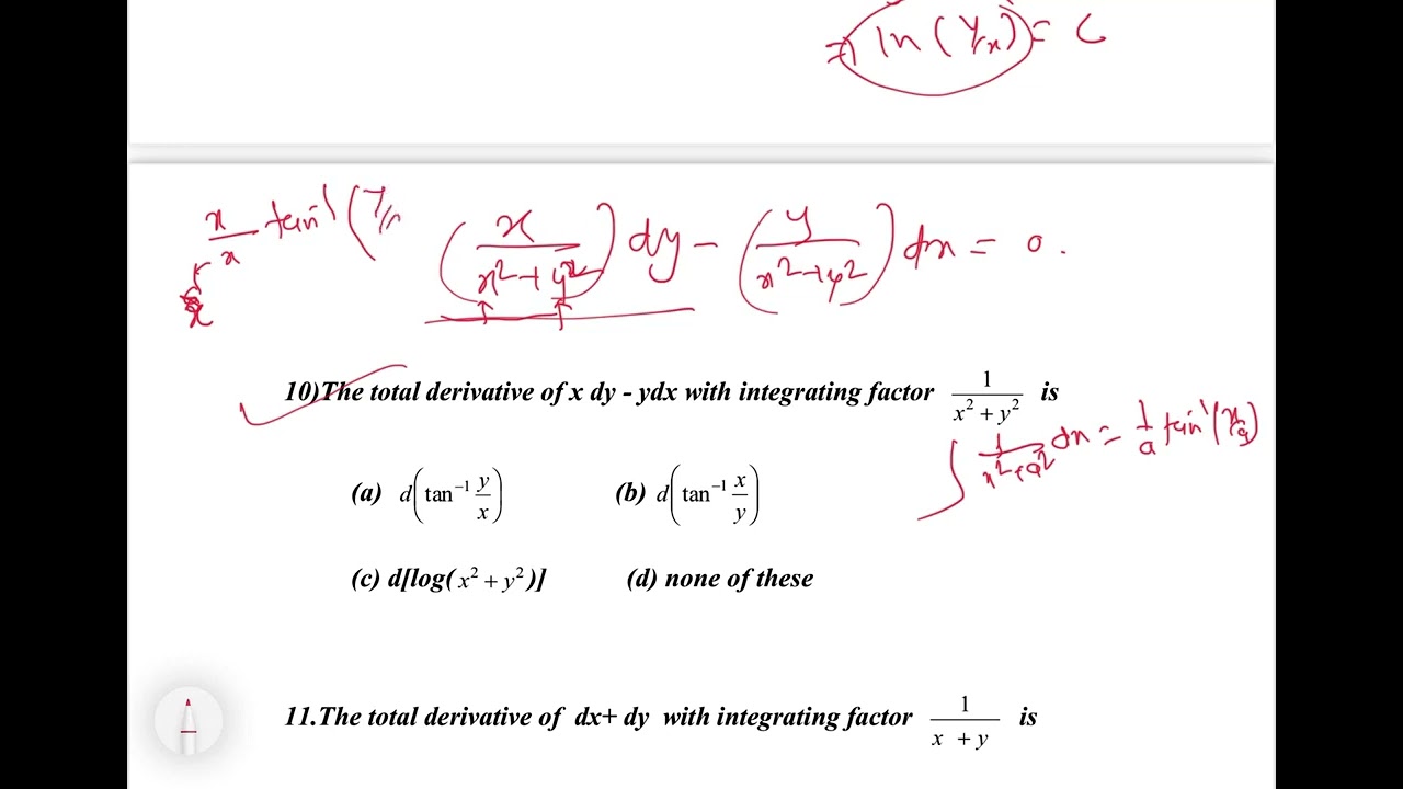 Mcqs on exact differential equation