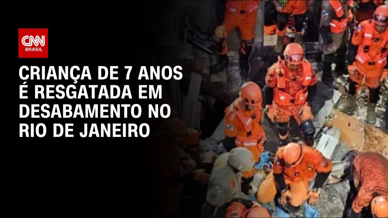 Crian&ccedil;a de 7 anos &eacute; resgatada em desabamento no RJ; outras oito foram salvas | LIVE CNN
