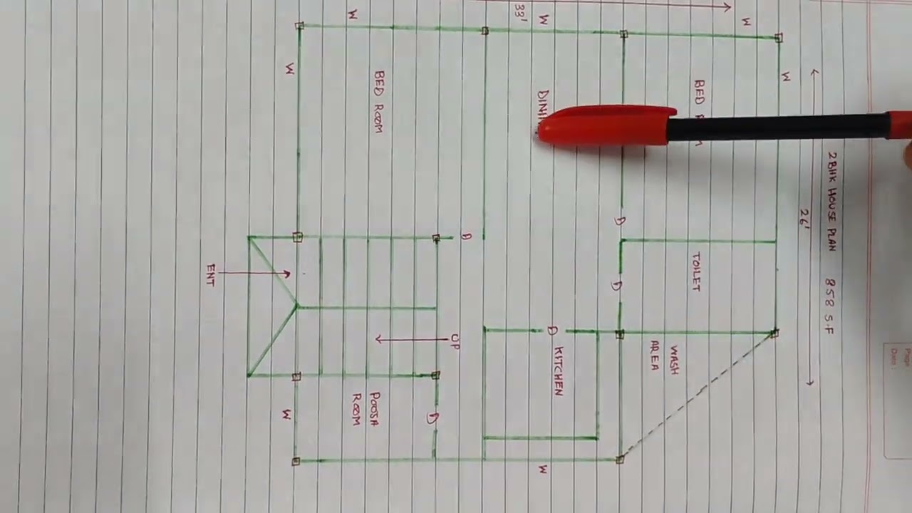 2 BHK House Plan 🏠 ll দুটি বেডরুমের হাউস প্ল্যান l